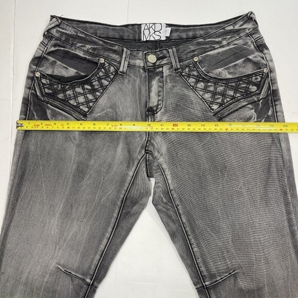 AKADEMIKS Black Wash Distressed Skinny Jeans Size 7 Low-Rise Embroidered Hip-Hop - Picture 14 of 16